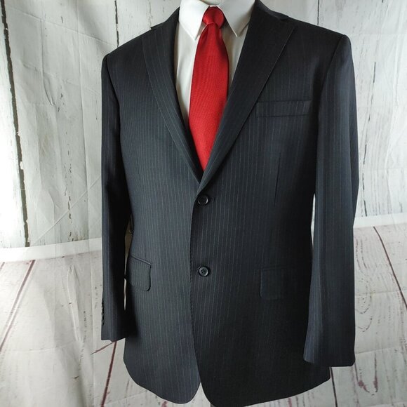 Daniel Hechter Paris 42R Wool 2 Button Charcoal Pinstripe 2pc Suit 34x26.5 FF - Picture 4 of 16